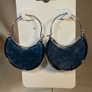 Chic Silver and Blue Crescent Earrings